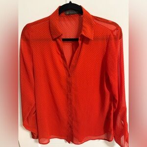 Outback red - Red button down polka dot top - size SMALL